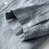 Men's three-quarter sleeve linen shirt, thin cotton and linen shirt, small collar cardigan, solid color shirt 139 Specification image